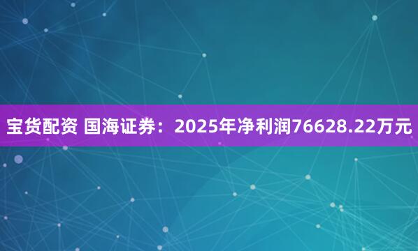 宝货配资 国海证券：2025年净利润76628.22万元